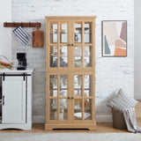 Curio Display Cabinet,Antique Display Cabinet with Glass Doors Adjustable Shelves for Collectibles W2275P231686
