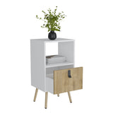 Huna Tall Nightstand with Open Storage and Drawer in Modern Design B200P173217