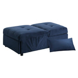 Modern Lift Top Storage Bench with Pull-out Bed 1pc Dark Blue Velvet Tufted Solid Wood Furniture B011P170003
