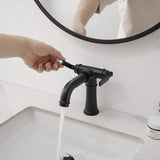 ZNTS Industrial Pipe-Style Bathroom Faucet Black 2-Handle Vanity Mixer Tap Pop-Up Drain Included W1920P254901