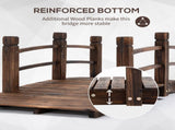 Fir Wood Garden Bridge Arc Walkway with Side Railings for Backyards, Gardens, and Streams, Stained W2225142629
