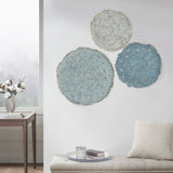 Textured Feather 3-piece Metal Disc Wall Decor Set B03597680