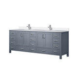 Dark Grey Double Bath Vanity 84 in. W x 22 in. D, Cultured Marble Top, and Faucet Set B2731P259155