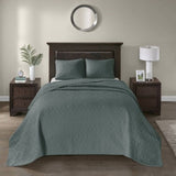 3 Piece Reversible Bedspread Set Balsam Green Queen B035P266673