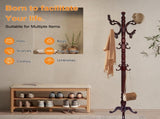 Freestanding Wooden Coat Rack, Vintage Natural Birch Wood Coat Tree with Hooks, Sturdy Hall Tree for 71969527