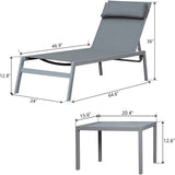 Patio Chaise Lounge Set, 3 Pieces Adjustable Backrest Pool Lounge Chairs Steel Textilene Sunbathing W1859109867
