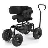 Rolling Garden Cart with Cushioned Backrest & Seat, Outdoor Gardening Stool for Planting, Garden 80553190