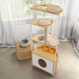 ZNTS Corner Cat Tower, Cat Tree with Scratching Post, Cat Condo with Feeding Station and Climbing 50538804