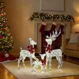 3-Piece Lighted Christmas Reindeer Set Outdoor Decorations, Weather Proof Sparkling Deer 64880726