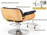 Black Barber Salon & Spa Chair for Hair Stylist with Hydraulic Pump Wooden Beauty Styling Chair for T6686P605582