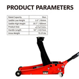 3t Low Profile Jack, Red and Black, Ultra Low Floor Jack with Dual Pistons Quick Lift Pump, Car Jack W1239115444