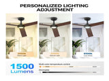 52 inch Modern Ceiling Fan with Lights,Remote Control, 3 Plywood Blades,6-Speed,Dimmable, Noiseless 85199647