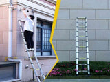 Telescopic ladder, 9.5 foot aluminum button telescopic ladder with 2 triangular stabilizers and 92521596