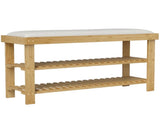 Storage Bench 3-Tier Entryway Bench with Cushion & Shoe Rack 35.4"x11.4"x19.3" Natural 47133919