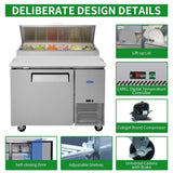 Orikool 44 IN Commercial Pizza Prep Table with a Built-in Refrigerator 11 Cu.Ft, Butcher Block W2095126125