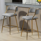 SET OF 2,26'' Counter height bar stools Corduroy kitchen island counter bar stool with back,golden W2215P195292