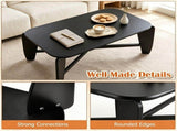 Modern Rectangular Coffee Table, Engineered Wood Center Table with Rubber Wood CrossLeg Base, 132 95045589