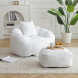Giant Bean Bag Chair withFootstool, Oversized Bean Bag for Adults and Kids, Faux Fur Shell-Shaped 57728667