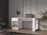 White Computer Desk with Drawer and Open Storage B062P290243