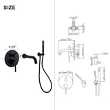 2-Handle Tub Spot Wall Mount Rain Mixer Shower Faucet Tub and Shower Faucet with Hand Shower in SOBD858MB
