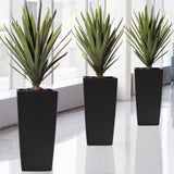 Pack of 2 Square Planter for Garden 22-Inch High Faux Rattan Design Flower Pot with Automatic W3213P311468