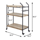 Oak and Sandy Black 2-Shelf Serving Cart B062P186435