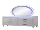 Perla 6 Drawer LED Dresser Made with Wood in Milky White 659436448698