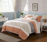 6 Piece Cotton Percale Quilt Set with Throw Pillows Coral King/Cal King B035129021