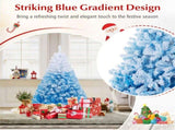 5ft Blue&White Xmas Tree - Flocked Snow-Melt Design, Sturdy Metal Stand, 456 Tips, Fireproof & 17188165