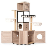 63" Multi-Functional Cat Tree with Litter Box - Includes Removable Washable Cushion, Scratching W1687P304383