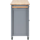 Kitchen Island Cart with Solid Wood Top and Locking Wheels,54.3 Inch Width,4 Door Cabinet and Two 49541331