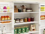 50" LED Kitchen Pantry Cabinet,Freestanding Buffet Cupboards Sideboard with 2 Doors with Racks and 2 W1120127335