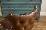 Viking Tufted Button Back barrel chair with Nailhead, Brown T2574P164502