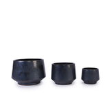 Handmade Black Matte Glazed Ceramic Planter Set of 3, 15/11/9 Inch Diameter, Textured Finish for W3273P321502