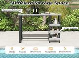Courtyard Table with Tempered Glass Top Outdoor Bar Table 43.5" x 22" x 41" 77973843