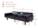 Modern PU Leather Futon Sofa with Tufted Backrest, Adjustable Reclining Couch with Wood & Metal 60542537