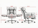 Reclining Cross Back Office Chair, Wide Seat Desk Chair with Flip-Up Armrests & Footrest, Dark Gray 26387151