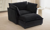 Modern Armchair Sofa 47" Cozy Upholstered Sofa Chair with Movable Ottoman, Wide Seat, Curved N719P292695B