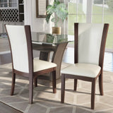 Style Comfort Contemporary 2pcs Side Chairs Dark Cherry And White Leatherette Cushion Seat Kitchen B011115669