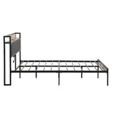 Full Size Metal Platform Bed Frame with upholstery storage function Headboard and USB LINER and W311133412