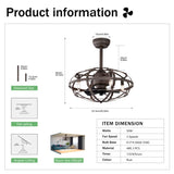 Best sells Modern Enclosed Fan Indoor with Remote Control and Bladeless Rust Red Industrial W159268333