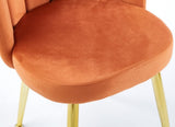 Modern ORANGE dining chair with iron tube golden color legs, velvet and comfortable W234P272377