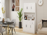 71" Kitchen Pantry Storage Cabinet with Microwave Oven Countertop, Freestanding Hutch Cabinet with W282108555