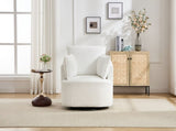 White Swivel Accent Chair,Round Swivel Barrel Chair,Armchair Upholstered Living Room Chair Corduroy W2120P293677