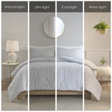 King/Cal King 3 Piece Tufted Woven Medallion Comforter Set B035128858