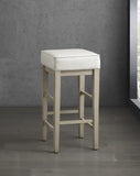 Transitional White Faux Leather Seat 29-inch Pub Height Stools Set of 2, White Finish Solid Wood B011P232133