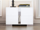 Elegant Nightstand with Metal Foot, Mirrored Bedside Table with 2 Drawers for Bedroom, Living Room, 62606640