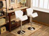 Glasgow Contemporary Tufted Adjustable Height Hidraulic Bar Stools, Set of 2, White T2574P164868