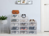Shoe Storage Boxes 12 Pack Clear Plastic Stackable - White 16104791