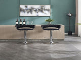 Set of 2 Bar Stools,with Chrome Footrest and Base Swivel Height Adjustable Mechanical Lifting Velvet 06163540